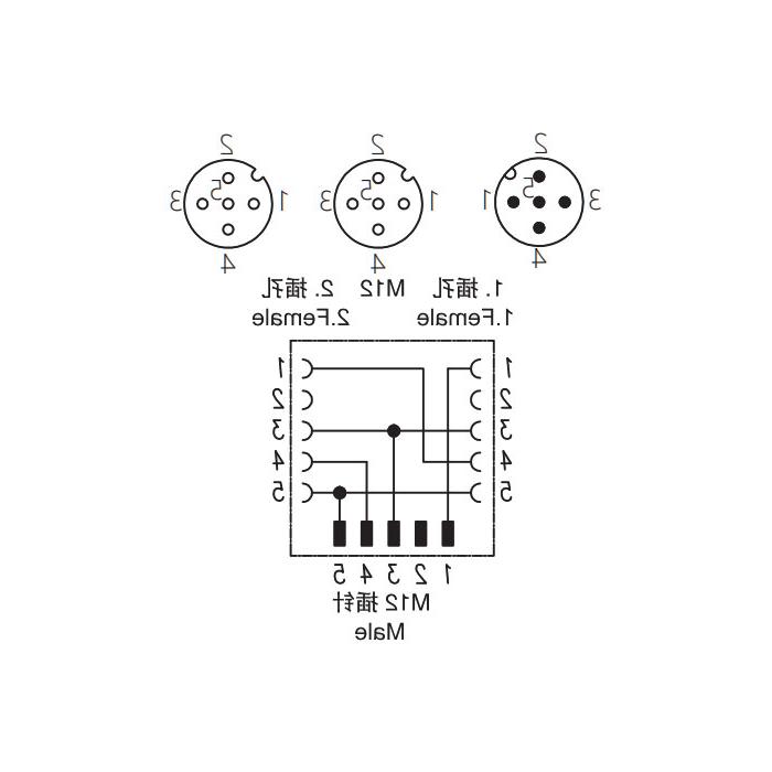 M12 5Pin male/2M12 5Pin female 、Y-connector、644331