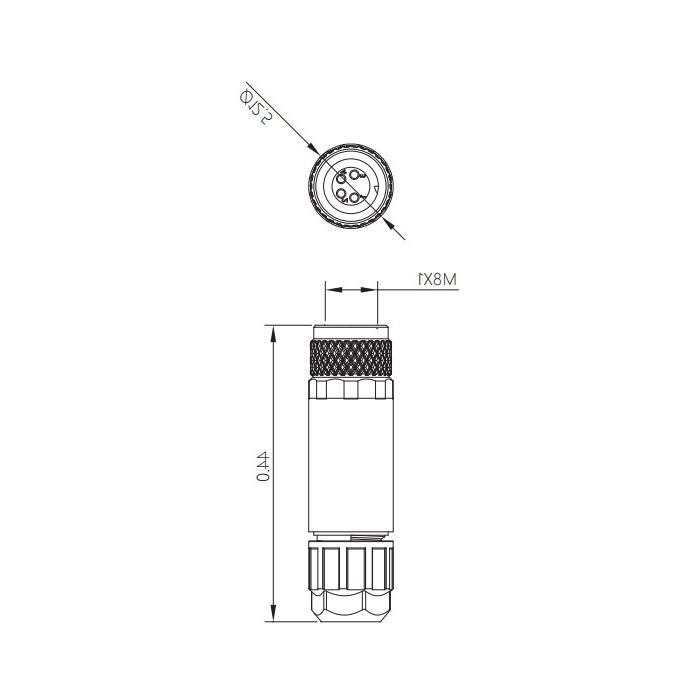 M8 4Pin、母头直型、螺钉连接、63F081